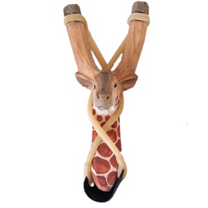 Solid wood carving slingshot toy cartoon animal children's wood shooting with old sponge soft bombs creative gift