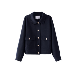 
OSA plaid textured lapel short coat for women 2025 autumn and winter new style lazy loose and versatile top