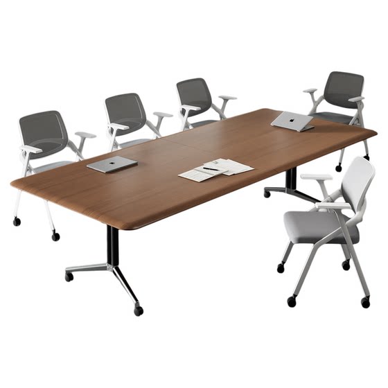 
New technology folding conference table office desk movable long strip conference table splicing combination training table and chairs