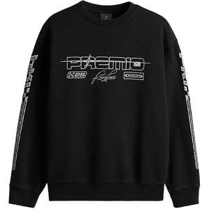 
[Premio]HM men's and women's sweatshirts autumn plus velvet printed round neck inner pullover 0981416