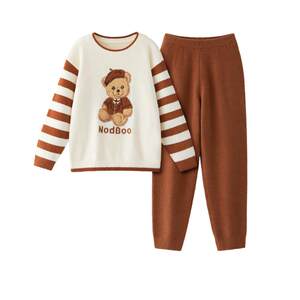 
Jiao Nei Velvet 520Home Boys Home Clothes Set Girls Half Velvet Cute Animal Long Sleeve Children's Pajamas