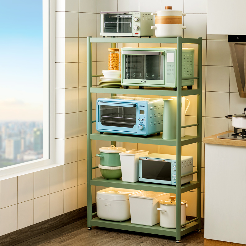 十一维度 厨房置物架落地多层收纳架家用不锈钢放锅烤箱微波炉架子储物橱柜