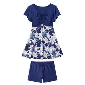 Mom swimsuit female hot spring new adult middle -aged and elderly conservative swimwear ladies cover belly and thin size swimsuit