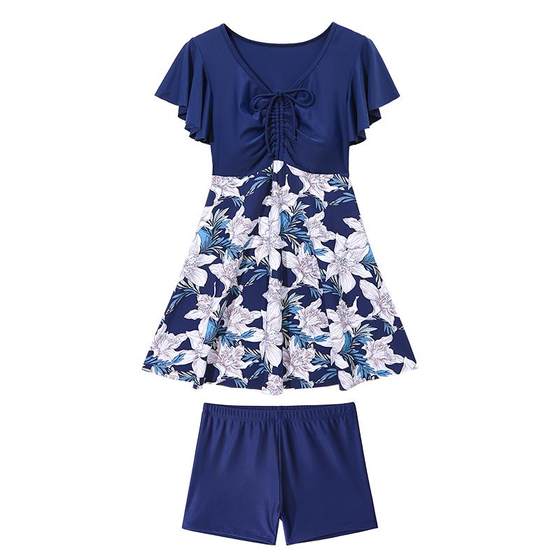 Mom swimsuit female hot spring new adult middle -aged and elderly conservative swimwear ladies cover belly and thin size swimsuit