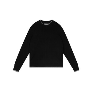 
wassuphouse contrasting color round neck pullover men's blended texture autumn and winter lazy high-end knitwear