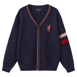 
POLOWALK Children's Clothing Boys Sweater Cardigan Spring and Autumn New Paul Children's College Style V-neck Knitted Jacket