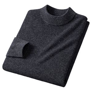 
[Pure Sheep Wool] Romon Spring Half Turtle Collar Warm Men's Knitted Sweater Men's Solid Color Round Neck Wool Sweater