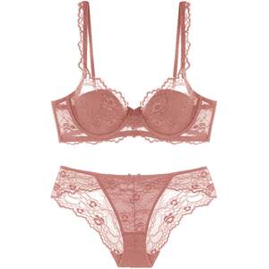 Curious Misia big breasts showing small breasts underwear women's sexy summer thin defense French pure desire lace bras set