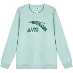 
ANTA sweatshirt men's 2025 winter new style printed logo national trend round neck pullover plus velvet brand long-sleeved bottoming shirt