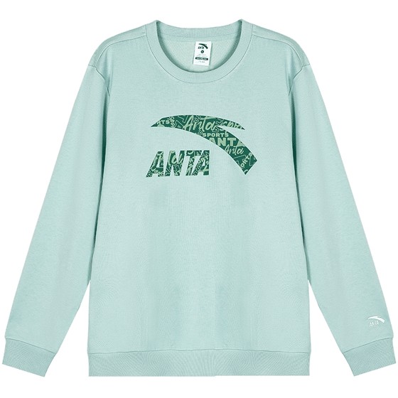 
ANTA sweatshirt men's 2025 winter new style printed logo national trend round neck pullover plus velvet brand long-sleeved bottoming shirt