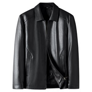 
Pier Cardin leather leather jacket men plus velvet thickened autumn and winter motorcycle sheepskin leather jacket men leather jacket daddy outfit