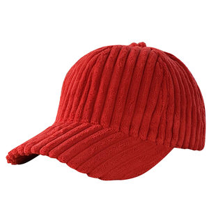 
Hat women autumn and winter Korean style baseball cap women solid color thick striped corduroy versatile student trendy baseball cap women parent-child