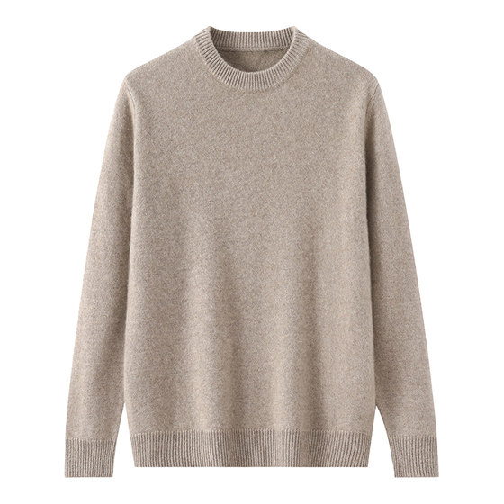 
New winter 100% pure cardigan men's round neck pullover thick sweater casual loose knitted bottomed cashmere sweater
