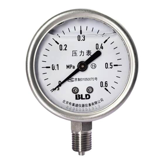 
Beijing Brady stainless steel shock-resistant pressure gauge YTHN63 oil flushing anti-corrosion high pressure high temperature steam household water pressure