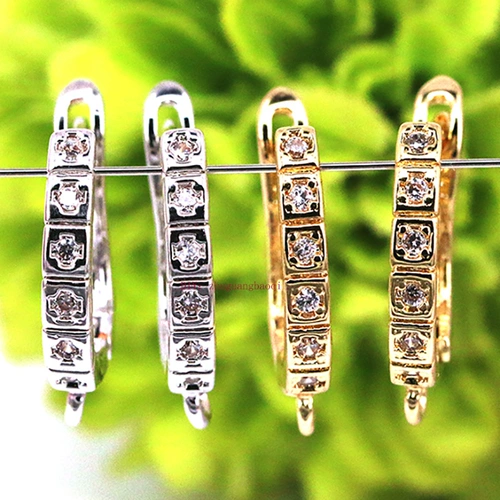 Аксессуар, изысканные квадратные серьги, DIY, золото 750 пробы, микроинкрустация