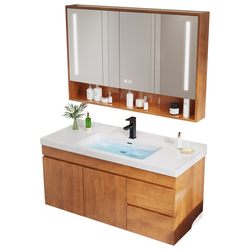 Bathroom smart oak bathroom cabinet wash basin combination