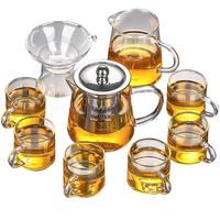Haofeng Glass Tea Set | Transparent Kung Fu Teacup | High Temperature Teapot For Home And Office