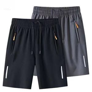 Summer men's fast dry leisure zipper shorts men's running sports shorts Loose penta pants straight beach pants
