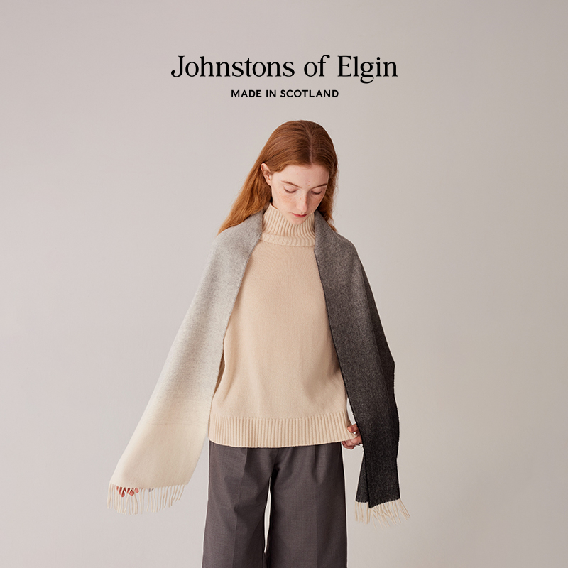 【会员8折】Johnstons of Elgin渐变宽幅纯羊绒围巾男女礼盒女