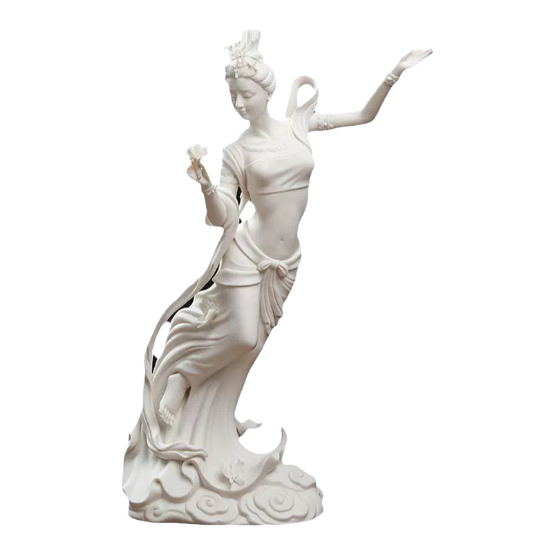中国美術 白砡彫刻 天女 - 工芸品