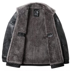 
Scarecrow Genuine Leather Jacket Men's Haining First Layer Sheepskin Jacket Plus Velvet Thickened Loose Leather Jacket for Middle-aged and Elderly People