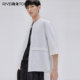 RS Liushi 남성용 심플한 아이스 실크 시원한 느낌 미드 슬리브 셔츠 남성용 2024 뉴 여름 약간 주름진 다목적 통기성 셔츠
