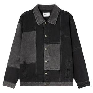 
RS flow stone men's contrasting color spliced ​​denim jacket 2025 new autumn men's fashionable casual high-end jacket