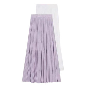 
Purple pleated skirt for pregnant women 2026 spring and summer new A-line large skirt chiffon drape mid-length umbrella skirt