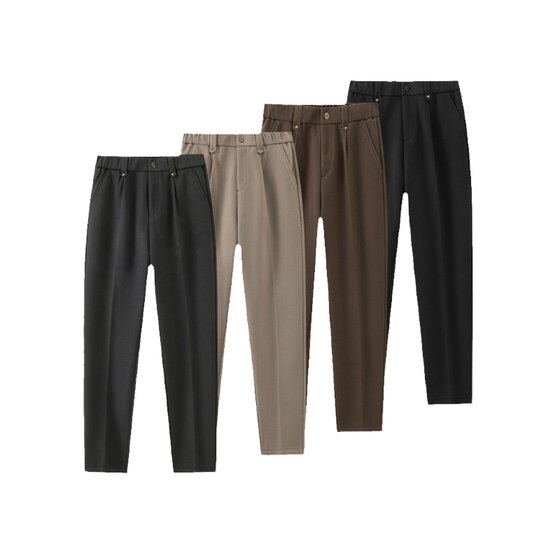 
2026 new style woolen micro-taper light luxury trousers men's elastic straight trousers anti-wrinkle slimming casual pants autumn and winter
