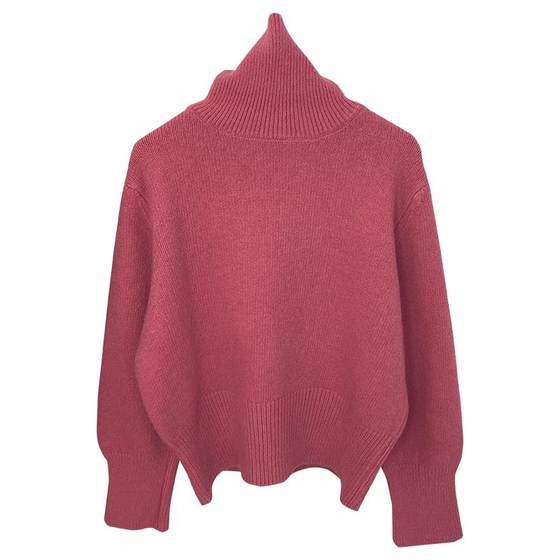
Turtleneck sweater for women autumn and winter 2024 new style lazy style loose high-end super good-looking knitted sweater short top