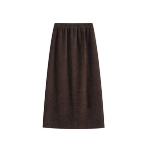 
Super nice winter skirt Maillard corduroy brown straight slit midi skirt plus size pear-shaped Berkeley skirt