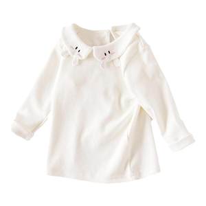 Little girl baby autumn dress long -sleeved T -shirt spring and autumn, white top, doll collar baby bottoming shirt 0 one 3 years old 1
