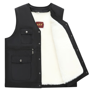 Winter wool vest men's fur integration middle -aged and elderly horsesho vest, keep the elderly, the elderly cotton shoulder dad pretend