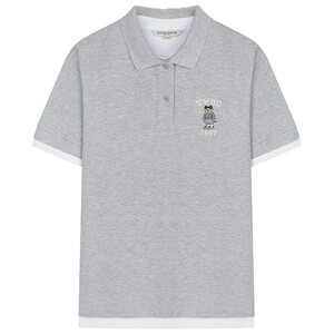 
TeenieWeenie Bear Women's Fashion Casual Loose Fake Two-piece Design Embroidered Short Sleeve T-Shirt POLO Shirt