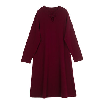 
New Chinese style disc buckle slim wool knitted dress