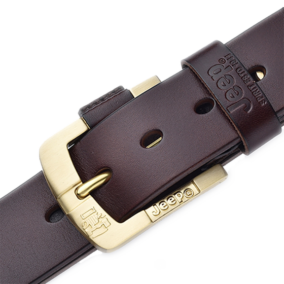 
JEEP belt genuine leather men's head layer pure cowhide casual denim youth bronze buckle belt single-layer leather belt
