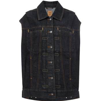 ONLY straight denim vest with contrasting topstitch design