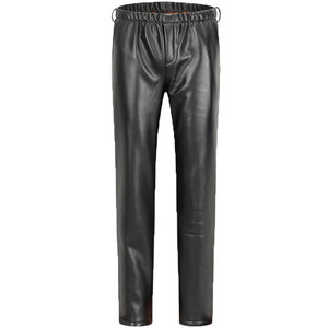 The fur integration is loose and tightly waist, the old and old men's leather pants autumn and winter loose and waterproof men work dry work, add velvet thickening