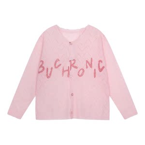 
BUCH WEAR Sweater Women's 2026 Spring New Niche Sweet Hollow Printed Knitted Cardigan 646534