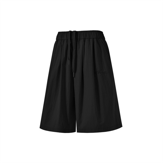 
lemanism trendy brand embroidered quick-drying shorts men's 2025 summer couple casual pants five-point pants beach pants