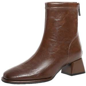 Belle women's boots elastic boots pleated new thick high-heeled fashion boots commuting slimming short boots B2348DZ4