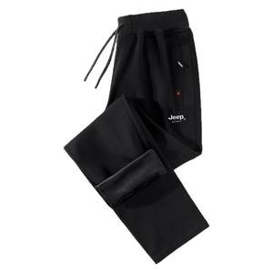 JEEP Jeep Pure Cotton Sleeve Men's Spring and Autumn Loose Large Size Men's Pants Daddy's Winter Plus Fleece Thickened Sport Pants