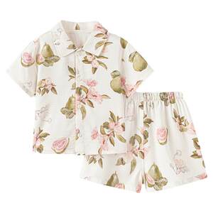 
babylove bobo fruit tea set baby summer thin bamboo cotton camellia gauze short-sleeved shorts two-piece set