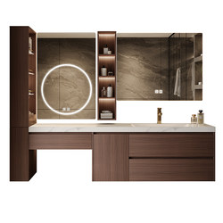 Medieval style bathroom cabinet dresser integrated seamless basin