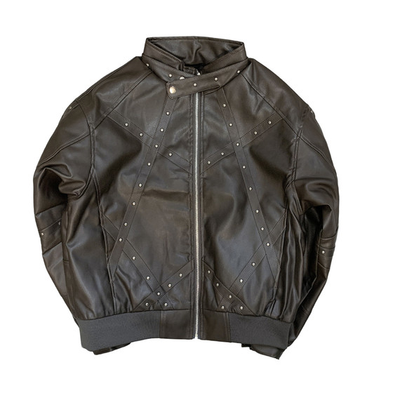 
American retro motorcycle thickened windproof leather jacket men's jacket winter trendy brand loose casual handsome jacket men's clothing