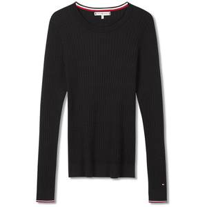 
Tommy women's retro cable texture lace fitting round neck pullover base knit sweater