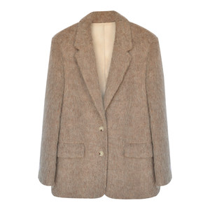 
Long-haired alpaca woolen suit jacket for women, fashionable autumn and winter casual warm short coat