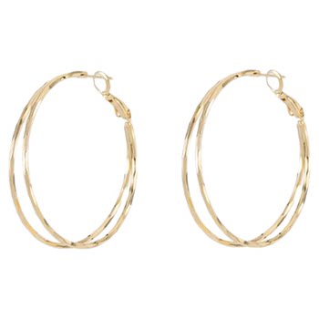 
Minimalist silver double-layer large earrings