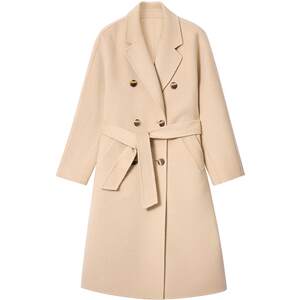 
BLUE ERDOS spring new versatile commuter wool blend double-breasted long woolen coat for women