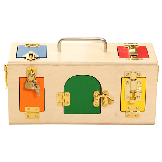 
Montessori early education children's wooden lock box kindergarten intellectual development unlocking practice daily life teaching toys